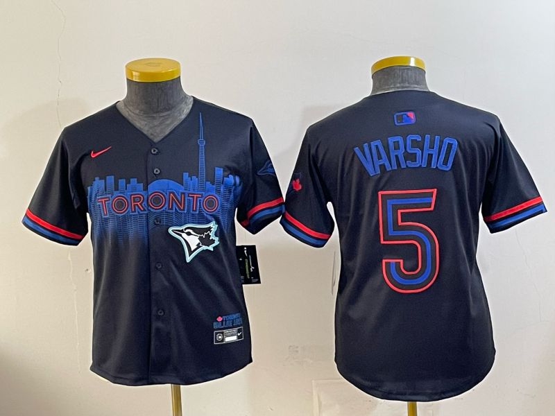 Youth 2025 Nike Toronto Blue Jays #5 Varsho Blue Game MLB Jersey 05